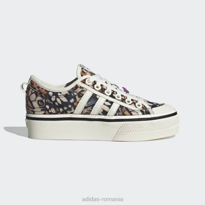 Adidas pantofi cu platformă nizza violet șoc femei alb/mov de șoc 2JBN8600