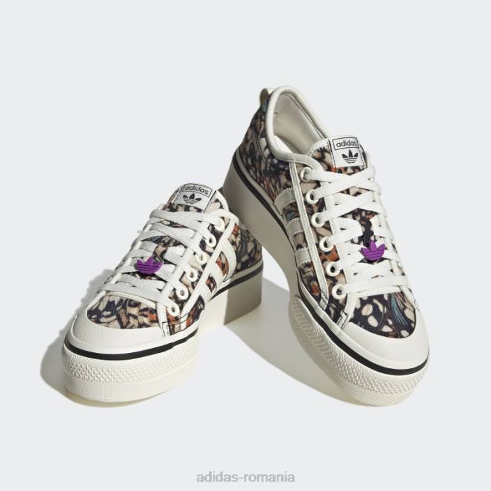 Adidas pantofi cu platformă nizza violet șoc femei alb/mov de șoc 2JBN8600