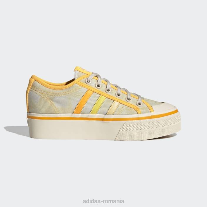 Adidas pantofi cu platforma nizza galben adidas femei nuanță galben/portocaliu/alb 2JBN510