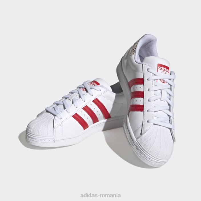 Adidas pantofi de superstar stacojiu femei alb/stacojiu 2JBN8372