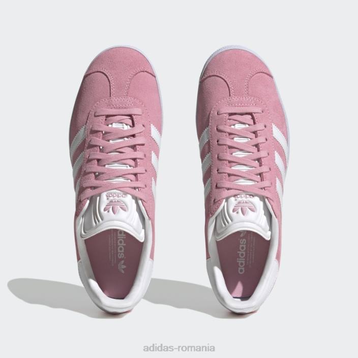 Adidas pantofi gazele albe femei alb/roz strălucitor/auriu metalic 2JBN15850