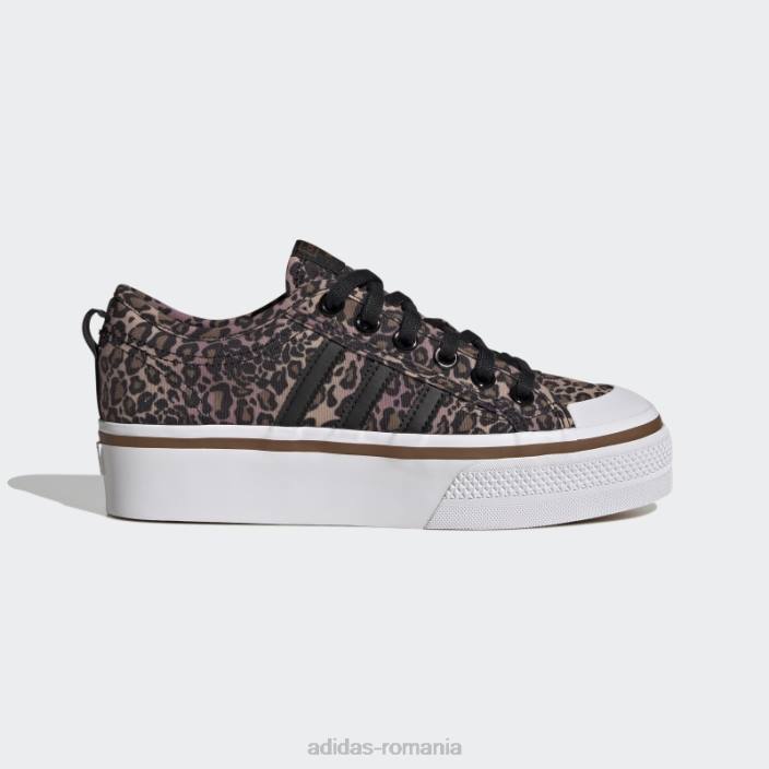 Adidas pantofi maro nizza platformă femei negru/alb/maro 2JBN8694