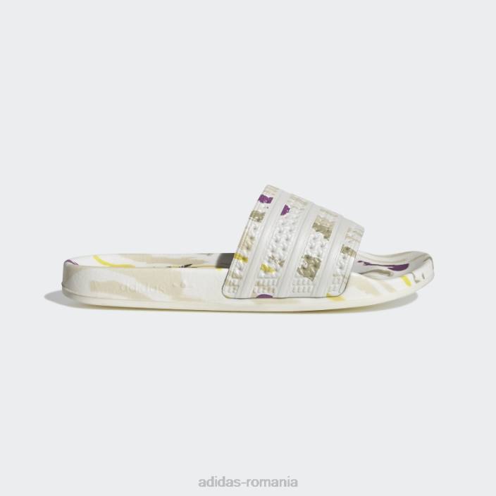 Adidas tobogane albe adilette thebe magugu femei alb negru 2JBN16265