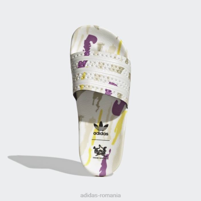 Adidas tobogane albe adilette thebe magugu femei alb negru 2JBN16265