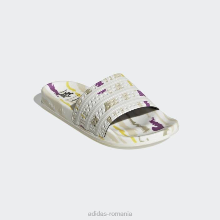 Adidas tobogane albe adilette thebe magugu femei alb negru 2JBN16265