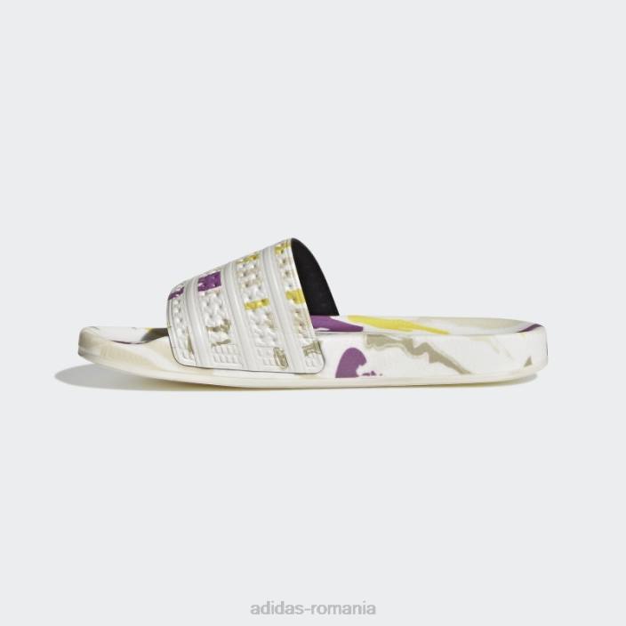 Adidas tobogane albe adilette thebe magugu femei alb negru 2JBN16265