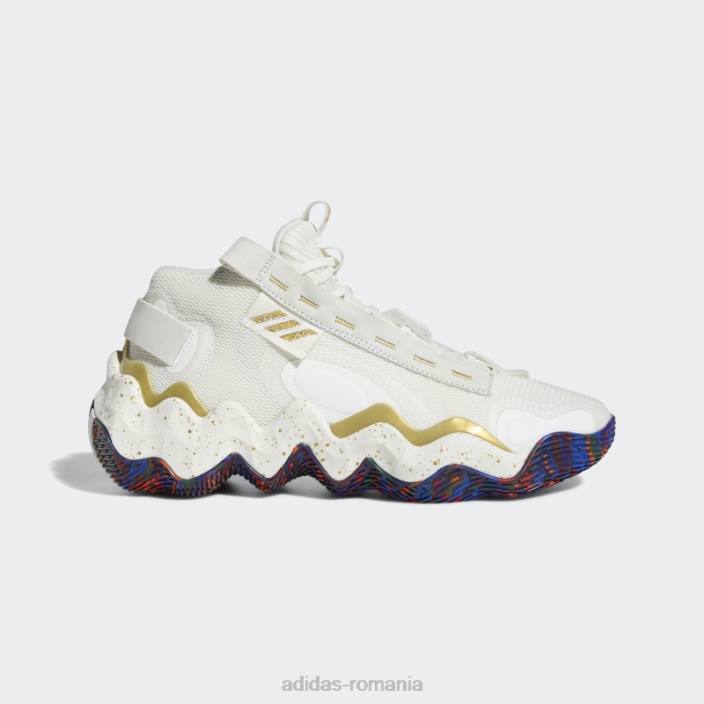 Adidas expoziție b pantofi de baschet mijlocii albi femei alb/auriu metalic 2JBN22261