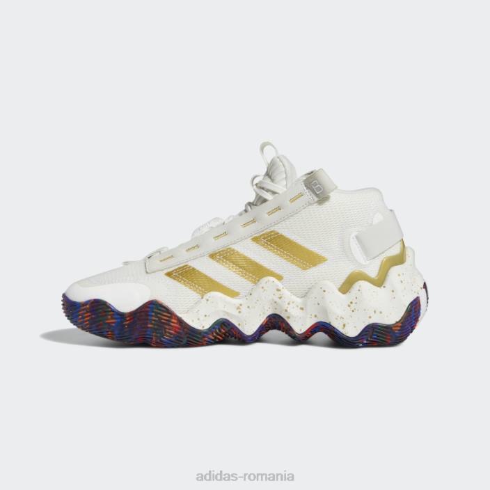 Adidas expoziție b pantofi de baschet mijlocii albi femei alb/auriu metalic 2JBN22261