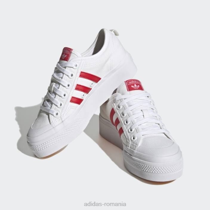 Adidas nizza pantofi cu platformă stacojiu femei alb/stacojiu/negru 2JBN22091