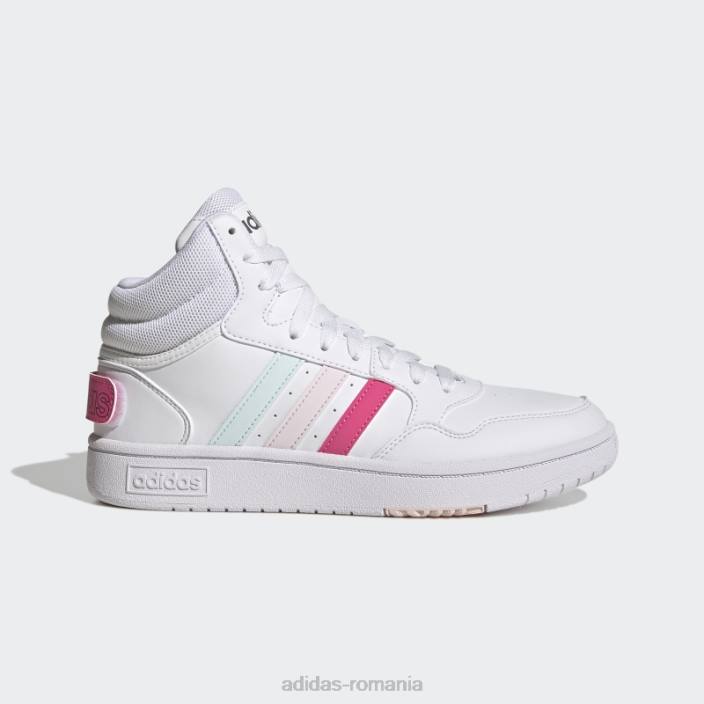 Adidas pantofi alb hoops 3.0 mijlocii clasici de ziua mondială a prieteniei femei alb/magenta/roz 2JBN21976
