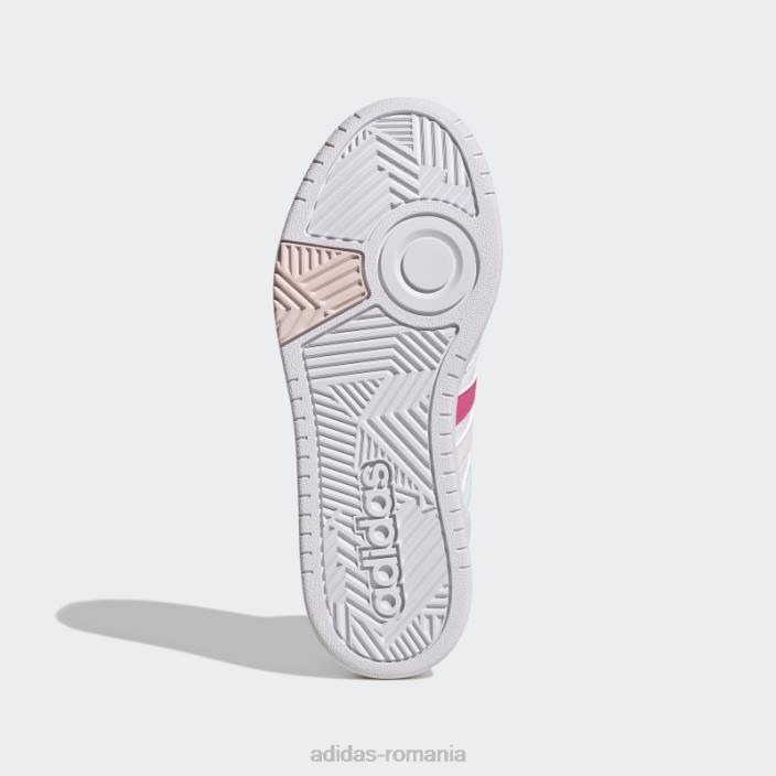 Adidas pantofi alb hoops 3.0 mijlocii clasici de ziua mondială a prieteniei femei alb/magenta/roz 2JBN21976