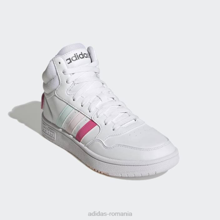 Adidas pantofi alb hoops 3.0 mijlocii clasici de ziua mondială a prieteniei femei alb/magenta/roz 2JBN21976