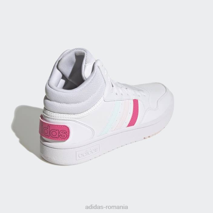 Adidas pantofi alb hoops 3.0 mijlocii clasici de ziua mondială a prieteniei femei alb/magenta/roz 2JBN21976