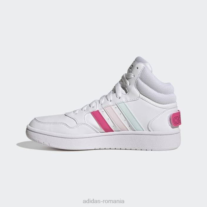 Adidas pantofi alb hoops 3.0 mijlocii clasici de ziua mondială a prieteniei femei alb/magenta/roz 2JBN21976