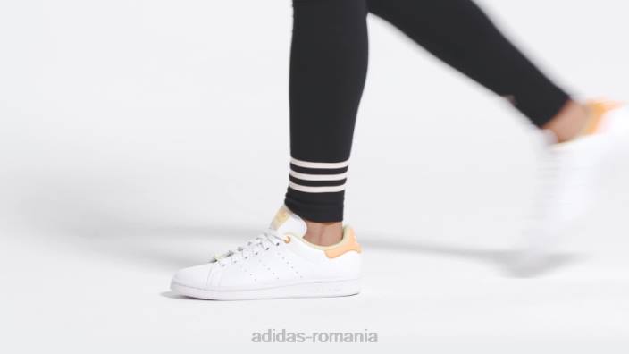 Adidas pantofii ei vegani Stan Smith alb femei papură alb/galben/portocaliu 2JBN22115
