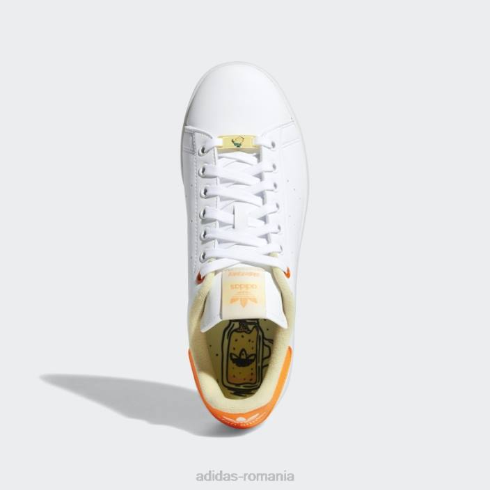 Adidas pantofii ei vegani Stan Smith alb femei papură alb/galben/portocaliu 2JBN22115