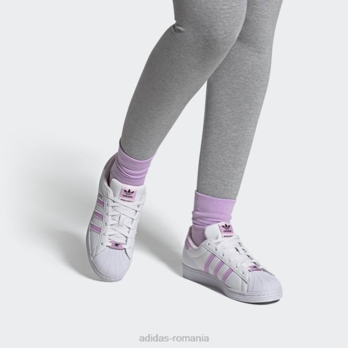 Adidas superstar albă pantofii ei vegani adidas femei alb/liliac/roz 2JBN22167