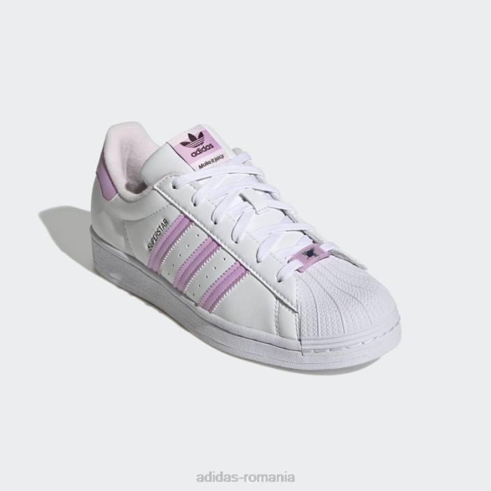 Adidas superstar albă pantofii ei vegani adidas femei alb/liliac/roz 2JBN22167