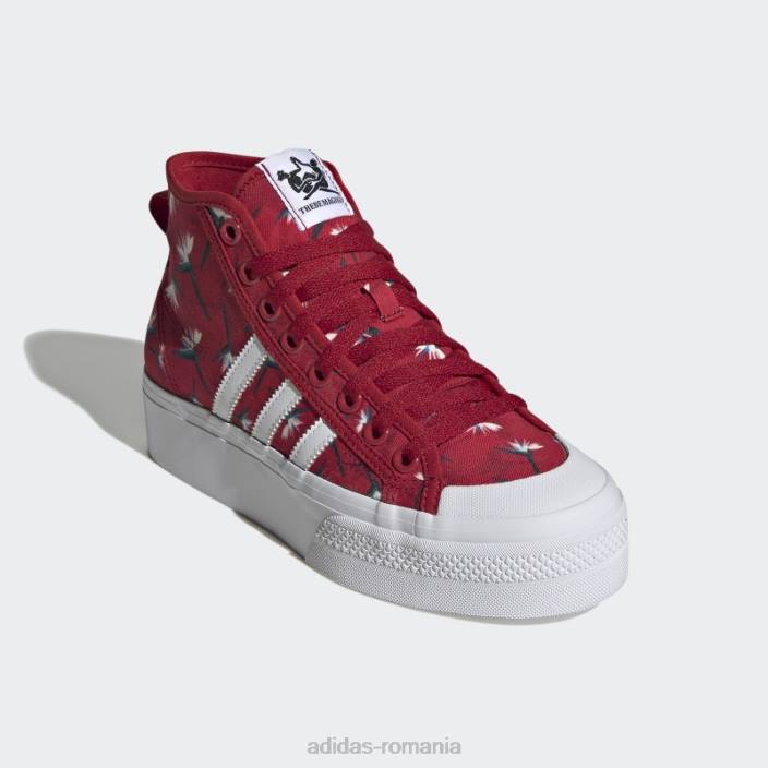 Adidas thebe magugu nizza platform pantofi mijlocii roșii femei roșu/alb/negru 2JBN22184