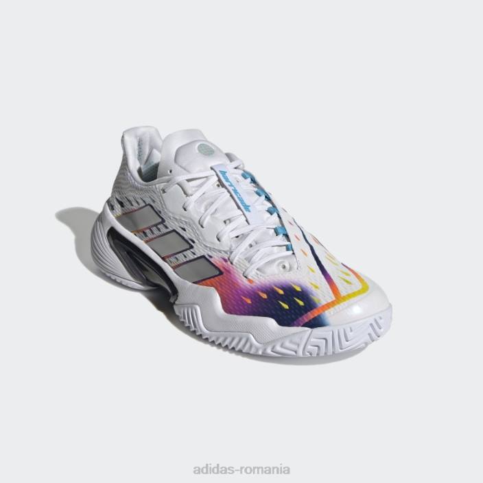 Adidas pantofi de tenis baricade argintii femei alb/argintiu/cian 2JBN16284