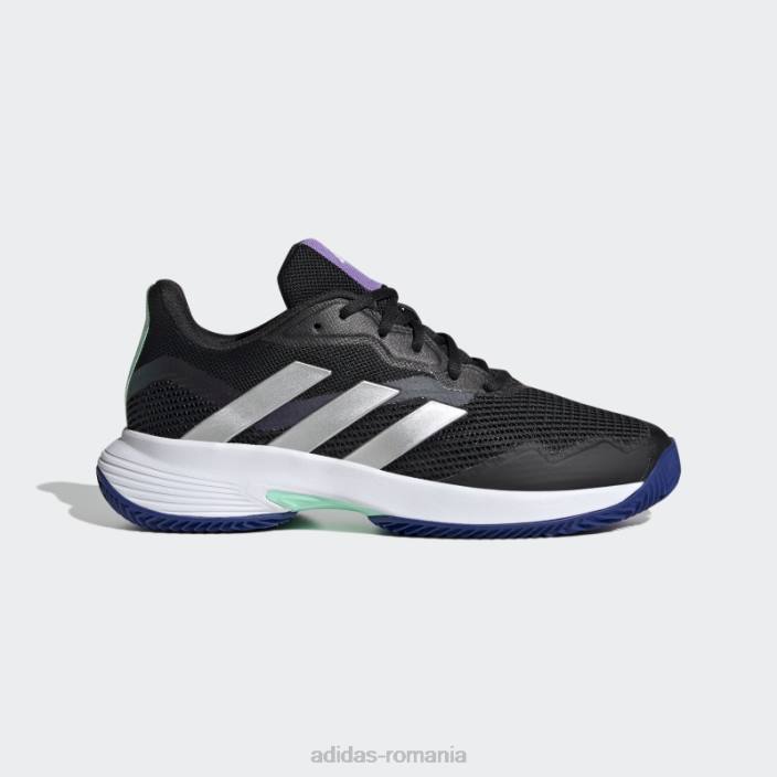 Adidas pantofi de tenis negri pe zgură de control Courtjam femei negru/argintiu/mentă 2JBN16145