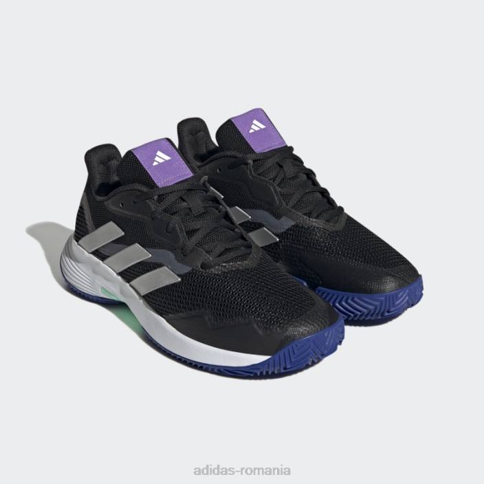 Adidas pantofi de tenis negri pe zgură de control Courtjam femei negru/argintiu/mentă 2JBN16145