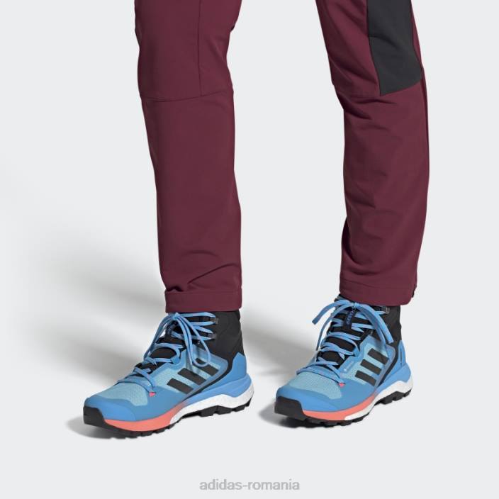 Adidas pantofi de drumeție terrex skychaser 2 mid gore-tex sky rush adidas femei sky rush/gri/roșu acid 2JBN16308