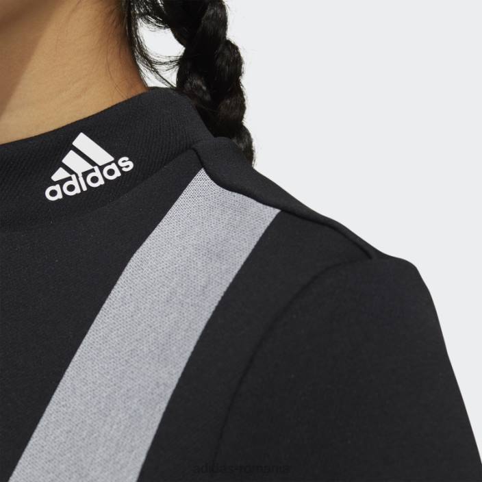 Adidas Cămașă neagră aeroready cu 3 bare cu gât fals femei negru 2JBN22712