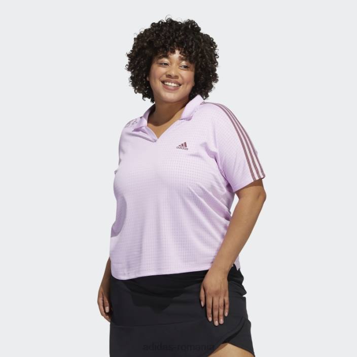 Adidas Tricou polo cu 3 dungi (mărime plus) liliac femei liliac 2JBN22819
