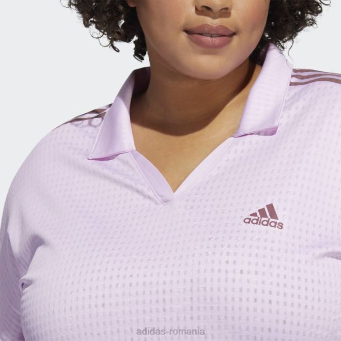 Adidas Tricou polo cu 3 dungi (mărime plus) liliac femei liliac 2JBN22819