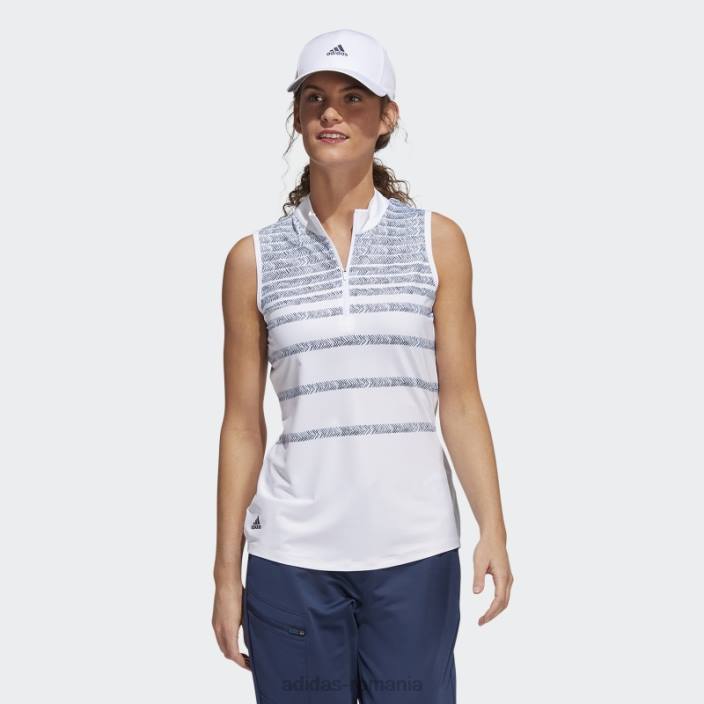 Adidas tricou polo fără mâneci cu dungi în os de pește bleumarin femei marina 2JBN22655