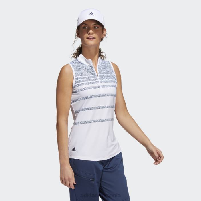 Adidas tricou polo fără mâneci cu dungi în os de pește bleumarin femei marina 2JBN22655