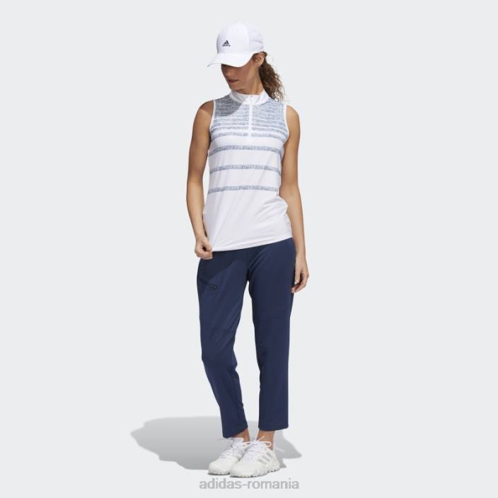 Adidas tricou polo fără mâneci cu dungi în os de pește bleumarin femei marina 2JBN22655