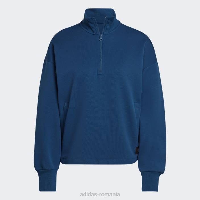 Adidas Hanorac adidas cu fermoar sfert, emblema cu icoane viitoare marine femei marin 2JBN23097