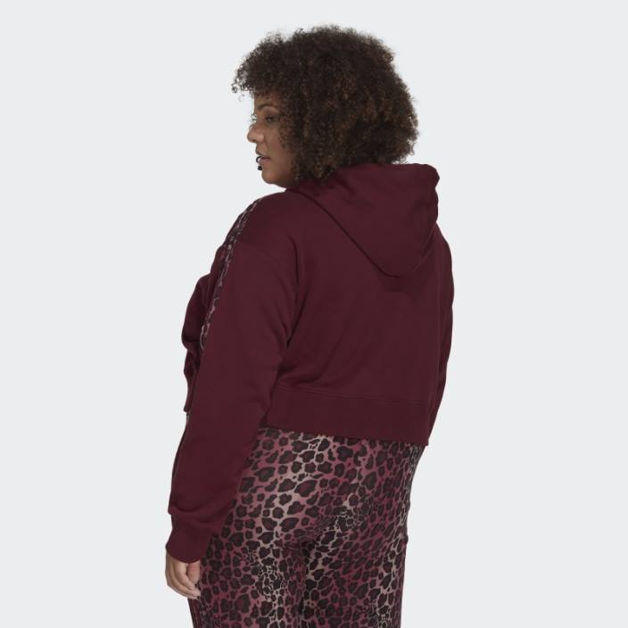 Adidas Hanorac crop cu 3 dungi animal print (mărime plus) maro adidas femei maro/multicolor 2JBN23022