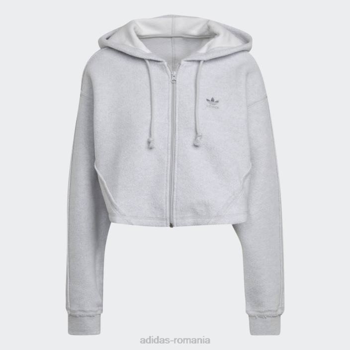Adidas crop cu fermoar complet haine de relaxare cu glugă gri deschis, negru femei erica gri deschis 2JBN23030