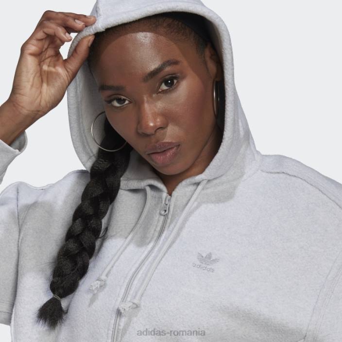 Adidas crop cu fermoar complet haine de relaxare cu glugă gri deschis, negru femei erica gri deschis 2JBN23030