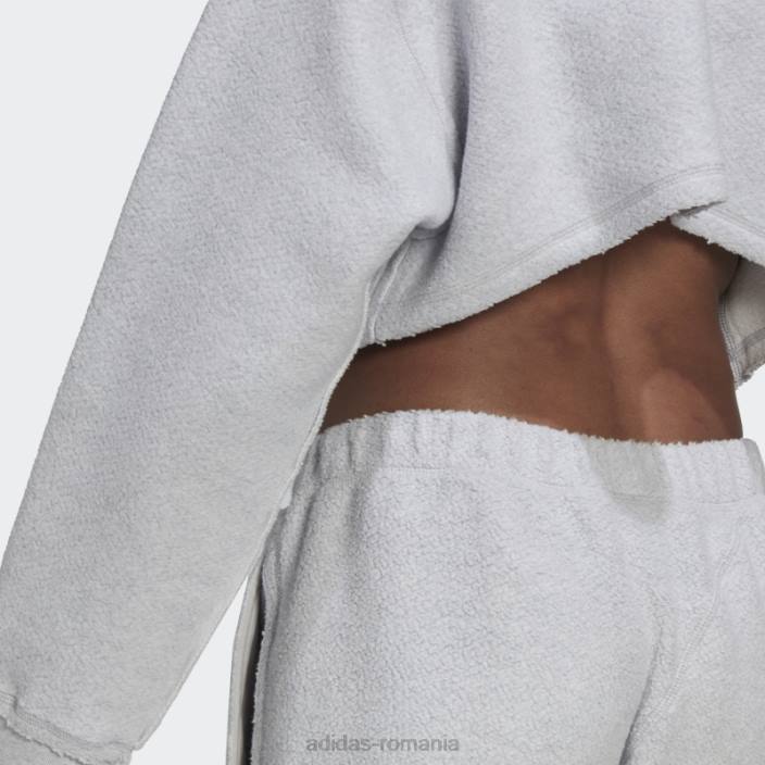 Adidas crop cu fermoar complet haine de relaxare cu glugă gri deschis, negru femei erica gri deschis 2JBN23030