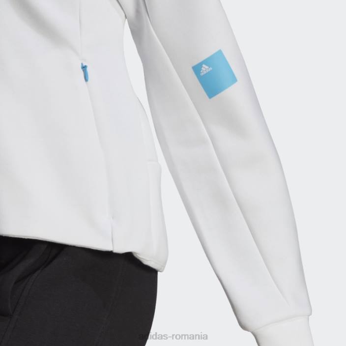 Adidas hanorac adidas cu fermoar complet alb mission victory slim fit femei alb 2JBN23031