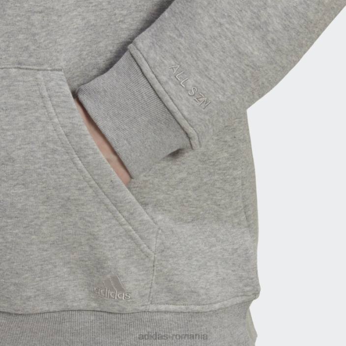 Adidas hanorac boyfriend gri mediu all szn fleece femei gri mediu 2JBN23207