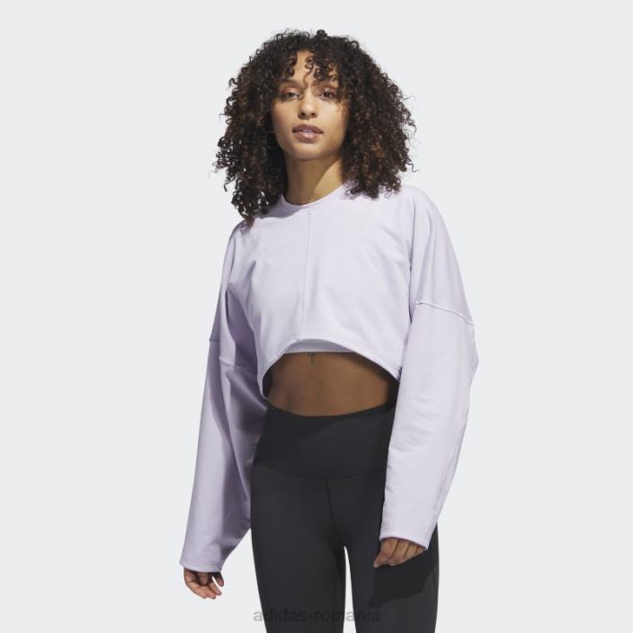 Adidas hanorac crop de studio de yoga cu zori argintii femei zori argintii 2JBN23195