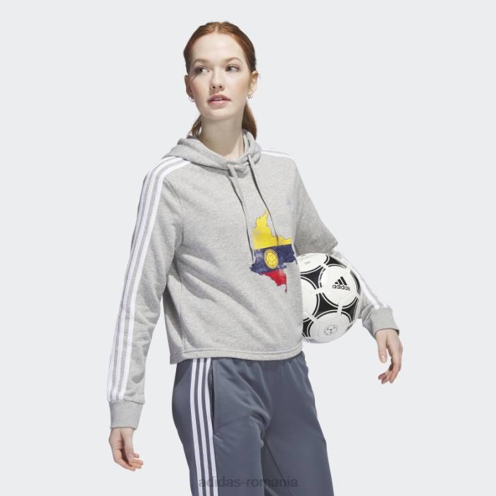 Adidas hanorac cropped colombia gri femei gri/alb/soccr-cl6-s2d 2JBN23210