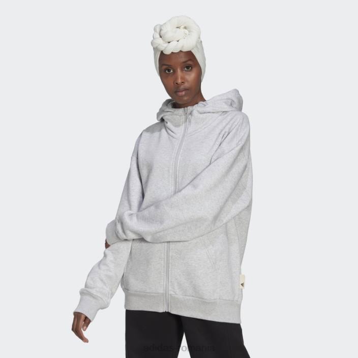 Adidas hanorac cu fermoar complet din fleece gri deschis femei erica gri deschis 2JBN22997