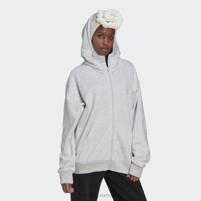 Adidas hanorac cu fermoar complet din fleece gri deschis femei erica gri deschis 2JBN22997