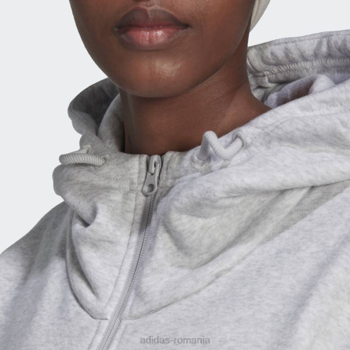 Adidas hanorac cu fermoar complet din fleece gri deschis femei erica gri deschis 2JBN22997