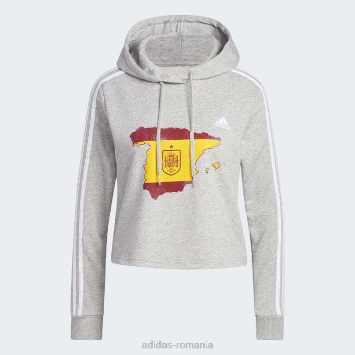 Adidas hanorac decupat gri spain cu 3 dungi femei gri/alb/soccr-seu-snj 2JBN23213