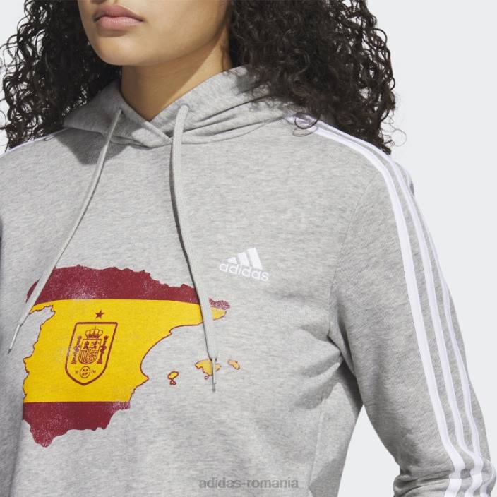 Adidas hanorac decupat gri spain cu 3 dungi femei gri/alb/soccr-seu-snj 2JBN23213