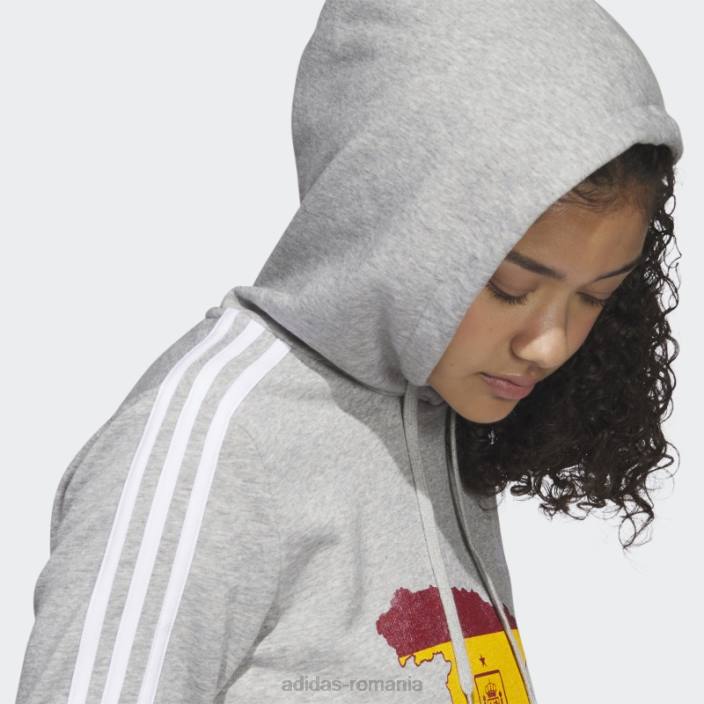 Adidas hanorac decupat gri spain cu 3 dungi femei gri/alb/soccr-seu-snj 2JBN23213