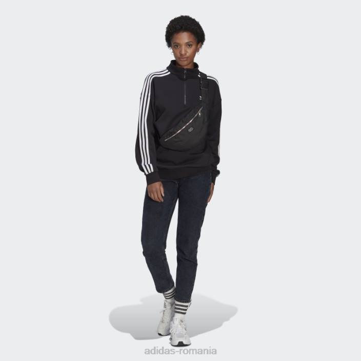 Adidas hanorac negru adicolor trefoil cu fermoar sfert femei negru 2JBN23170