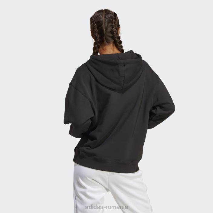 Adidas hanorac oversize french terry cu logo mare negru femei alb negru 2JBN23107